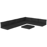 Outsunny 14-Piece Replacement Seat & Back Cushion Set for Garden Rattan Furniture, Polyester, Black, 65x65x8cm
