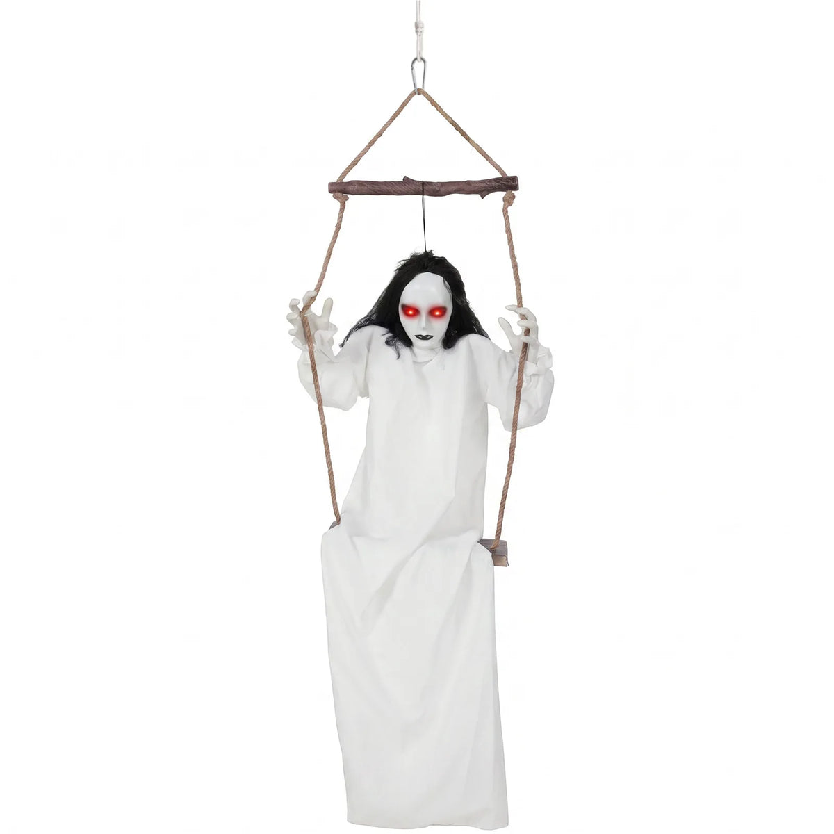 HOMCOM 170cm Animated Hanging Swing Ghost Halloween Decoration