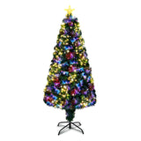 4ft Pre-Lit Fibre Optic Christmas Tree with Star Topper – 130 Branch Tips, Green