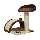 PawHut Cat Tree with Sisal Scratching Posts & Fun Ball Toy – Cosy Play and Rest Tower for Kittens, Brown