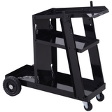 DURHAND Welding Cart with 3 Storage Trays, Safety Chains and 4 Wheels – Gas Bottle Welder Trolley, Black