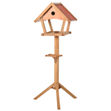 PawHut Wooden Bird Feeder Stand with 2 Platforms and Nesting Hole – Weather Resistant Garden Bird House
