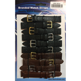 DK Lizard Grain Leather Watch Straps, 22mm – Pack of 10 Black & Brown Replacement Straps (1009)