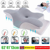 Cervical Memory Foam Neck Pillow with Orthopaedic Support & Zip-Off Cover – Anti-Snore Contour Pillow, Grey
