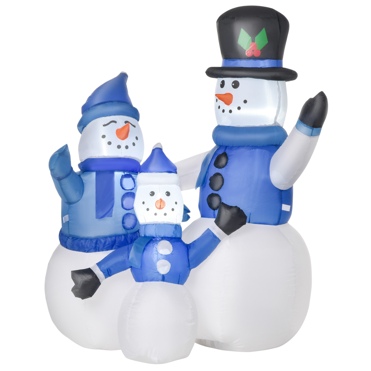 HOMCOM 4ft Inflatable Christmas Snowmen Family Trio with LED Lights – Indoor Outdoor Yard Decoration