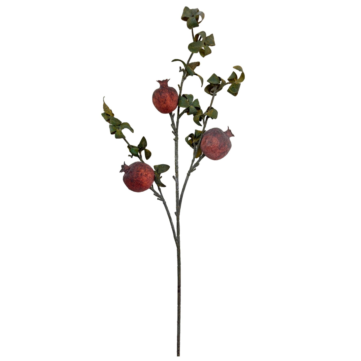Leaf 75cm Artificial Pomegranate Stem with Realistic Fruits & Foliage – Faux Stem for Vases & Displays