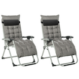 Outsunny 2-Piece Zero Gravity Reclining Chair Set with Cushions – Folding Garden Lounger, Dark Grey