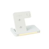 WYEFLUX 15W 3-in-1 Wireless Charging Stand with LED Light – Fast Charger for Phone, Watch and Earbuds, White
