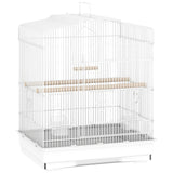 PawHut Large Metal Bird Cage with Perches, Food Bowls & Swing – For Budgies, Finches & Parakeets, White