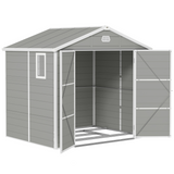 Outsunny 8x6ft Garden Shed with Galvanised Foundation Kit, Vents & Window – Lockable Aluminium Frame Storage, Light Grey