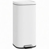 HOMCOM 30L Kitchen Pedal Bin with Soft-Close Lid – Compact Rubbish Bin with Removable Bucket, White