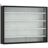 HOMCOM 5-Tier Wall-Mounted Display Cabinet with 4 Adjustable Shelves & Glass Doors, 60 x 80cm – Black and White