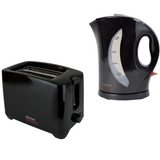 Kitchen Perfected 1.7L Fast Boil Cordless Kettle & 2-Slice Toaster Set – Black