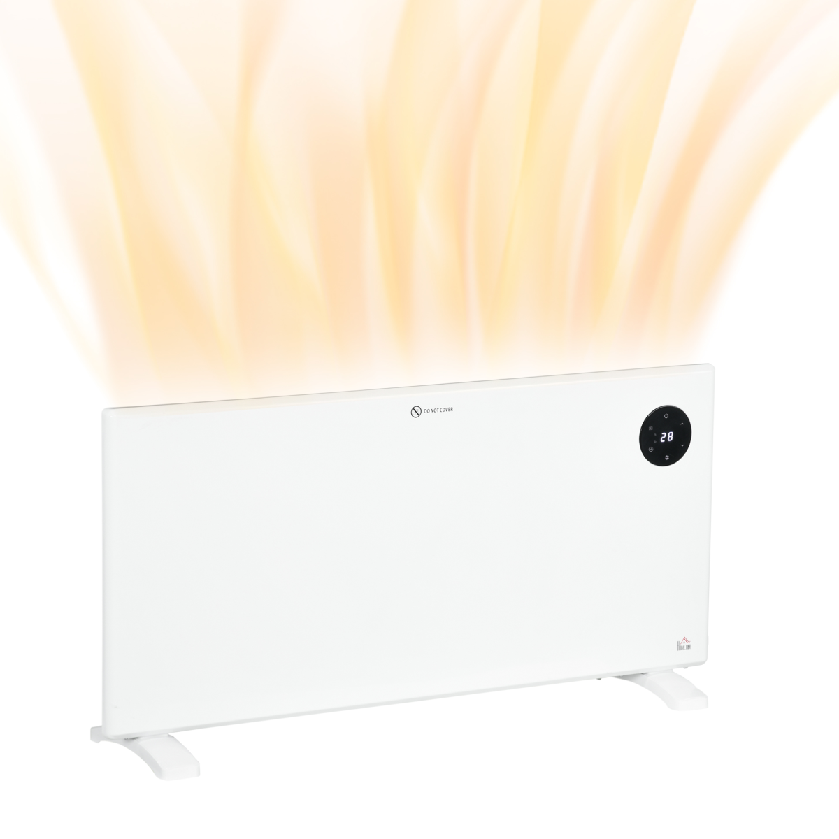 HOMCOM 2000W Electric Convector Heater with LED Display, Remote and Timer – Quiet Fan-Free Space Heater, White