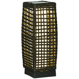 Outsunny Rattan Solar Lantern with Auto On/Off Warm White LED – Outdoor Garden Floor Lamp, IP44