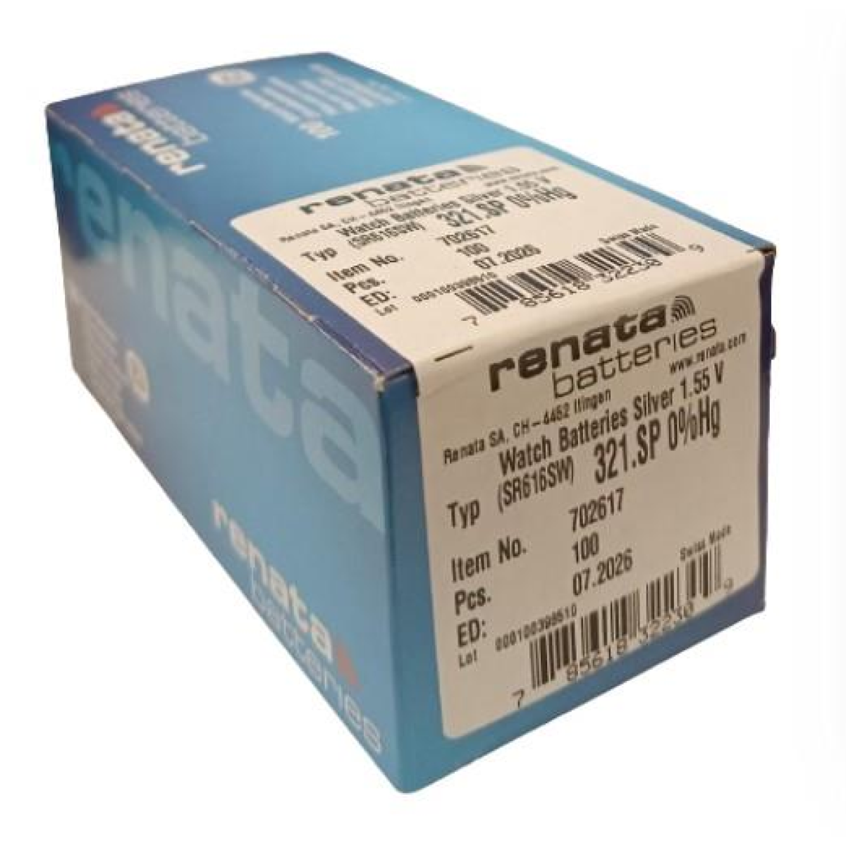 RENATA SP 321 Watch Batteries, Pack of 100 – Higher Silver Content for Longer Battery Life