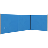 Outsunny Camping Windbreak with Steel Poles & Carry Bag – Portable Wind Blocker Privacy Wall, 540 x 150cm, Blue