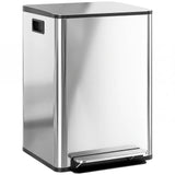 HOMCOM 40L Dual Compartment Pedal Bin with Soft Close Lid, Deodoriser Holders – Stainless Steel Kitchen Bin, Silver Tone