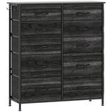 HOMCOM Ten Fabric Drawer Chest with Steel Frame, Pockets and Anti-Tipping Kit – Bedroom Storage, Black