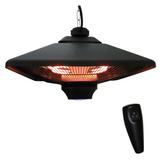 Outsunny 2kW Electric Hanging Patio Heater with LED Halogen Light and Remote – Outdoor Heating, Black