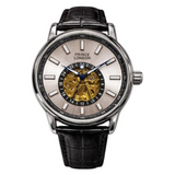 NY London Men's Automatic Mechanical Watch – Round Analogue Dial, Silver & White, Leather Strap
