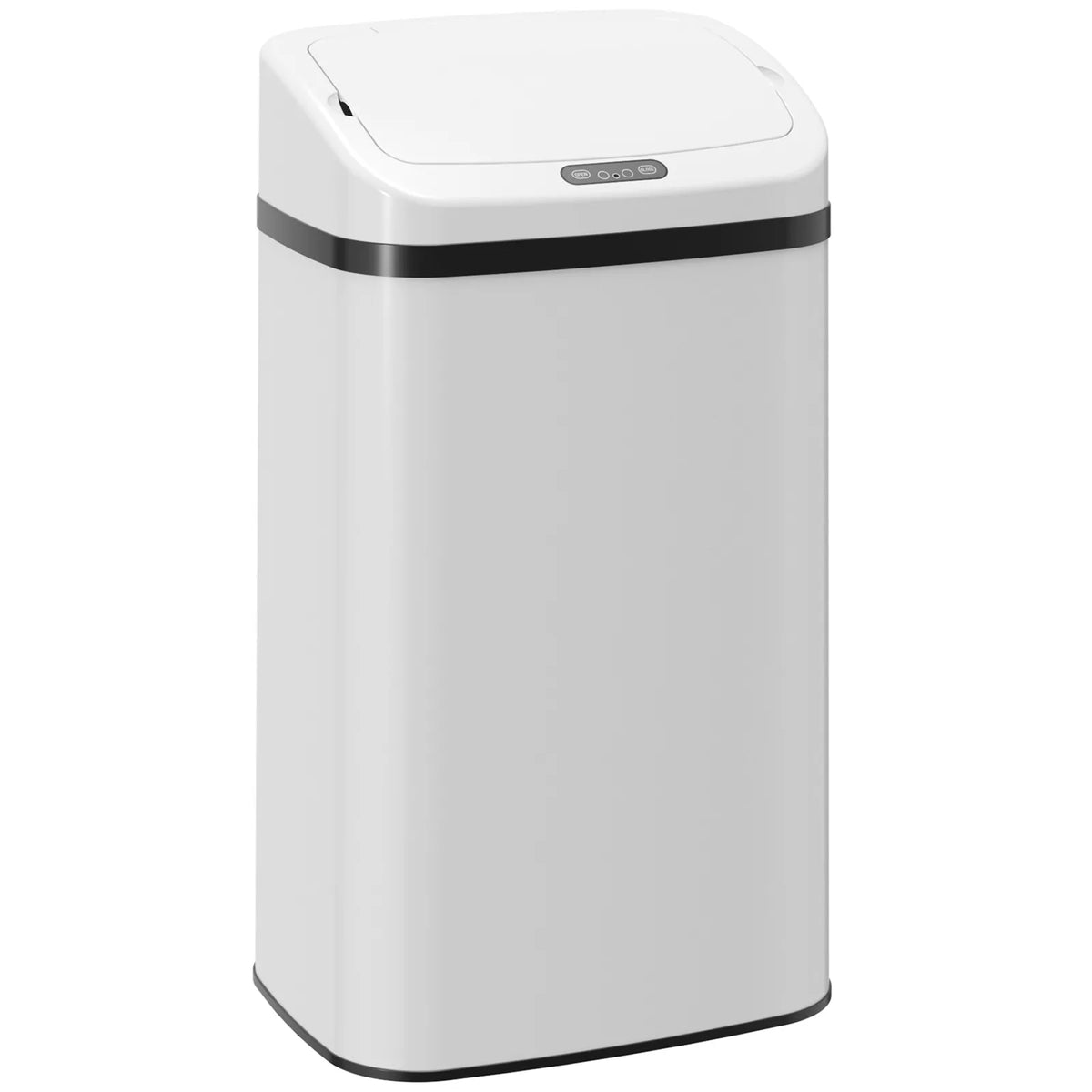 HOMCOM 48L Stainless Steel Sensor Bin with Soft-Close Lid – Hands-Free Kitchen Waste Bin, White