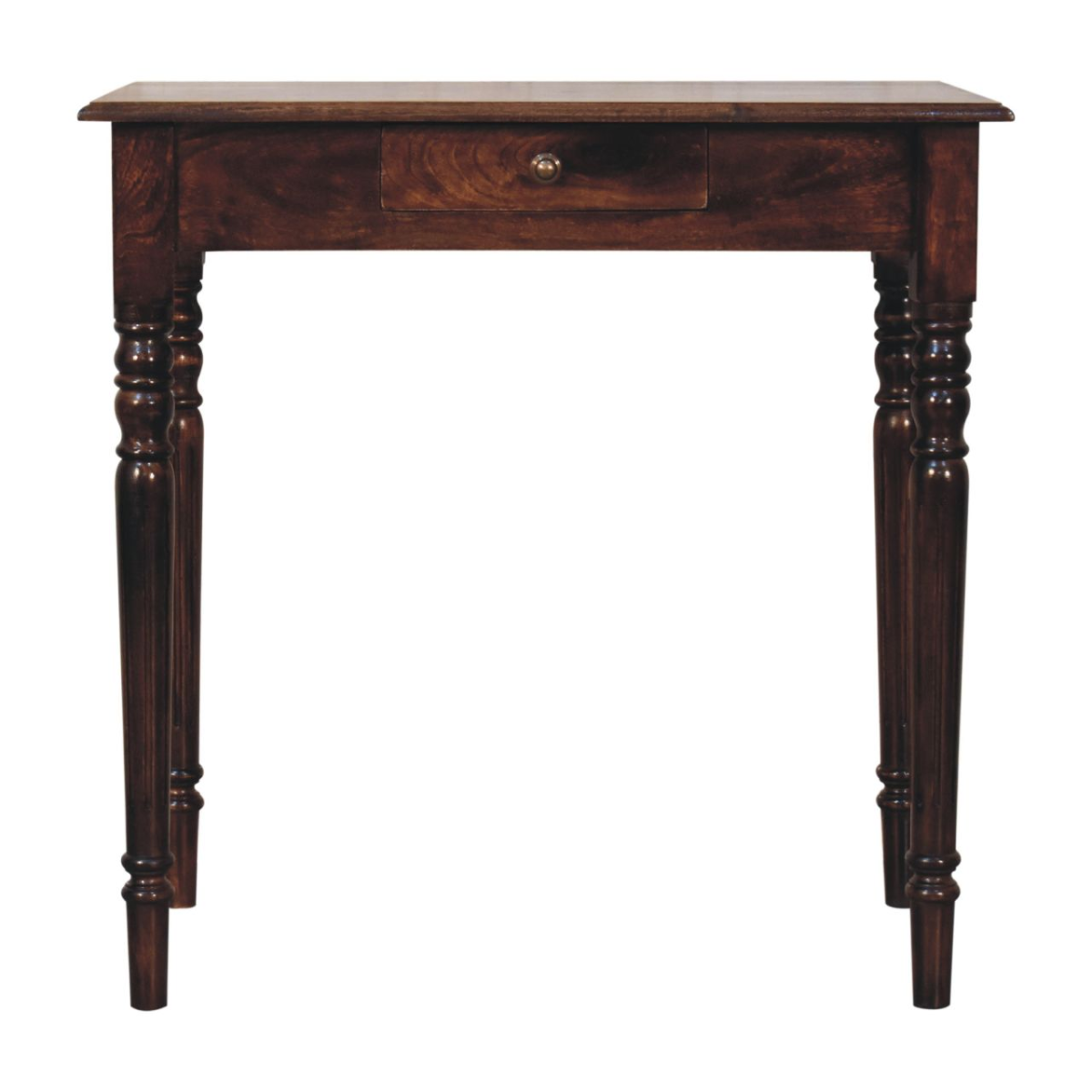 Artisan Furniture Solid Wood California Walnut Writing Desk with 1 Drawer – Vintage French Style, Dark Brown
