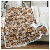 Cockapoo Puppy Print Sherpa Fleece Throw Blanket – Soft Reversible Dog Pattern Blanket for Kids & Adults, 150x200cm