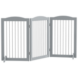 PawHut Foldable Dog Gate with Two Support Feet – Freestanding Pet Barrier for Doorways & Stairs, Grey