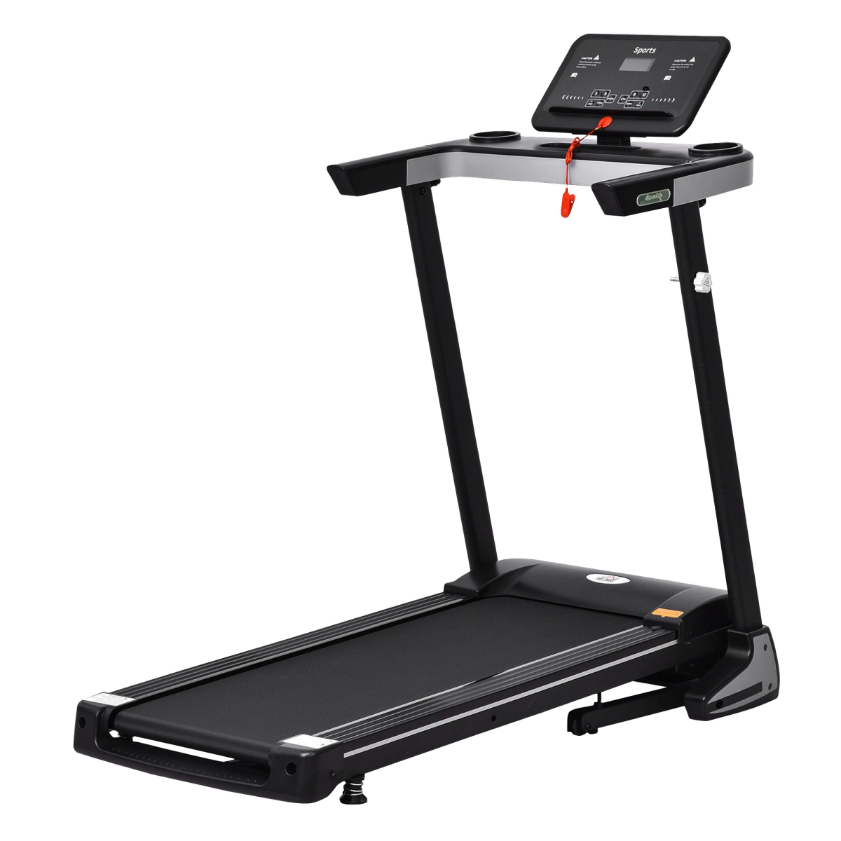 HOMCOM 500W Motorised Folding Treadmill, 1-12 km/h with 12 Preset Programs, LCD Display & Phone Holder