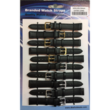 Black Leather Extra Long Watch Straps, 14mm Size – Pack of 10 Replacement Watch Bands, Ref. 1055.05