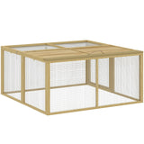 PawHut Wooden Folding Rabbit Hutch for 2–3 Rabbits with Built-In Handle – Outdoor Guinea Pig Run, Natural Wood