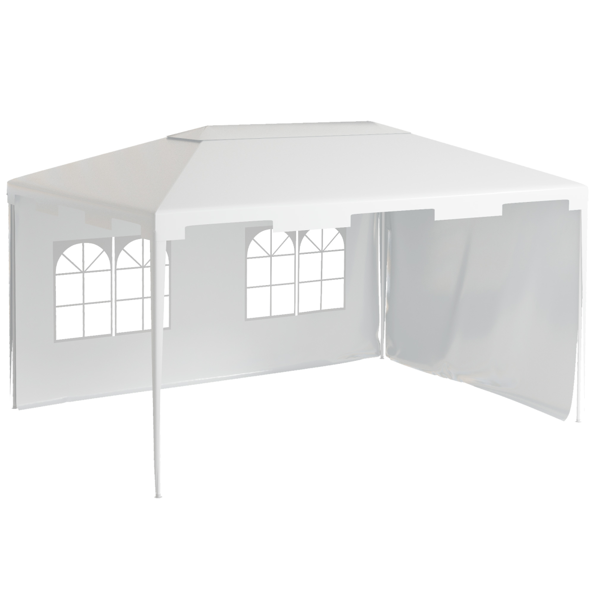 Outsunny 3 x 4m Garden Gazebo Party Tent with 2 Removable Walls – Steel Frame Marquee Canopy, White