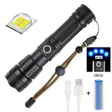 USB Rechargeable LED Flashlight with 5 Modes – Zoomable Aluminium Torch for Camping and Hiking, Black