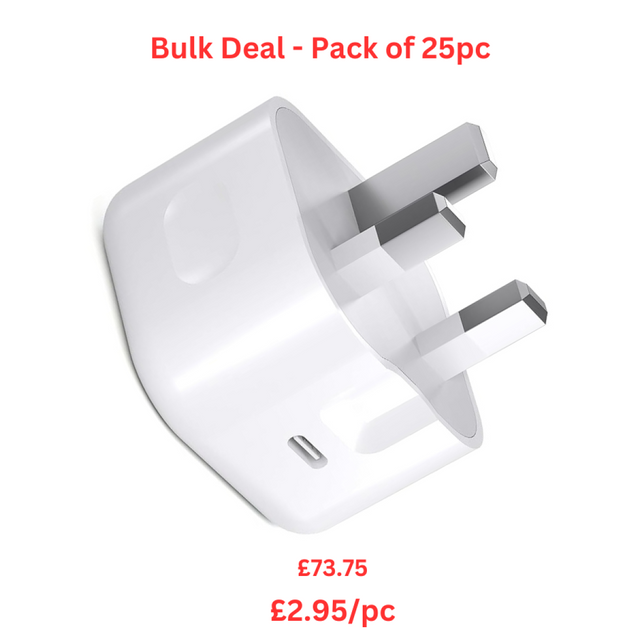 20W USB-C fast charger plugs bulk pack