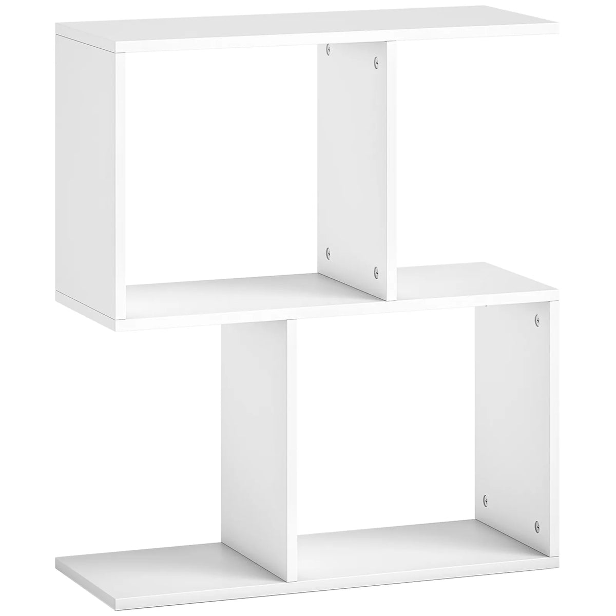 HOMCOM S-Shaped 3-Tier Narrow Side Table with Storage Shelves, 50W x 19.5D x 58H cm – Living Room End Table, White