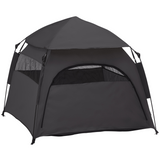 PawHut Foldable Dog and Cat Tent with Waterproof Oxford Cloth & Carry Bag – Indoor and Outdoor Shelter, Grey