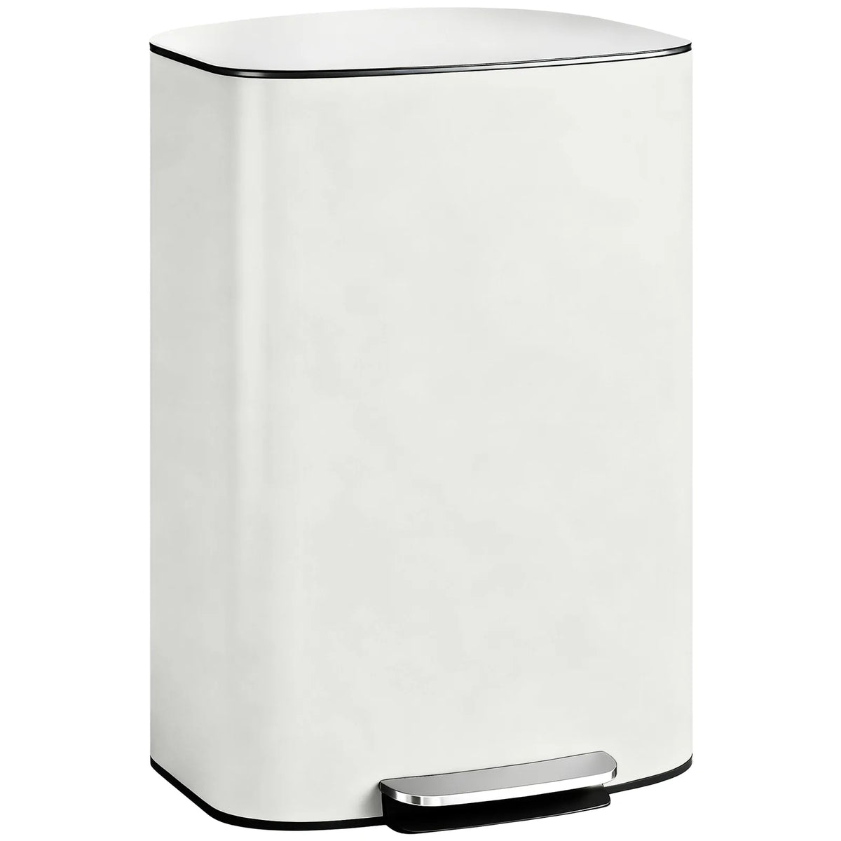 HOMCOM 50L Stainless Steel Pedal Bin with Soft-Close Lid and Removable Inner Bucket – Kitchen Bin, Cream