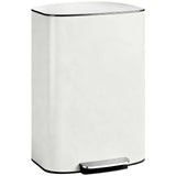 HOMCOM 50L Stainless Steel Pedal Bin with Soft-Close Lid and Removable Inner Bucket – Kitchen Bin, Cream