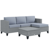 Outsunny 5-Piece PE Rattan Garden Furniture Set with Glass-Top Coffee Table & Cushions – Outdoor Lounge Set, Grey