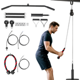 SPORTNOW Weight Cable Pulley System with Universal Loading Pin & Attachments – Home Gym Lat Pull-Down Kit, Red