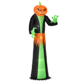 HOMCOM 9ft Inflatable Halloween Pumpkin Ghost with Built-in LED Lights – Outdoor Garden Decoration