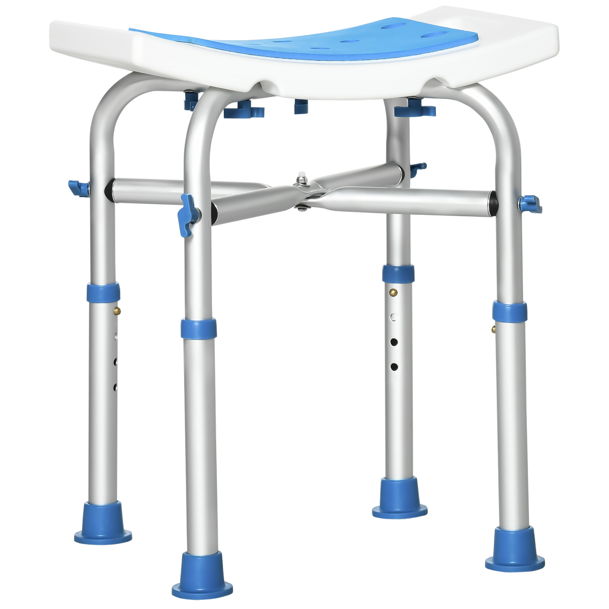 HOMCOM Adjustable Shower Stool with Padded Seat & Suction Foot Pads – Aluminium Bath Seat for Seniors