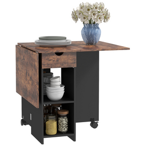 Rustic brown expandable dining table