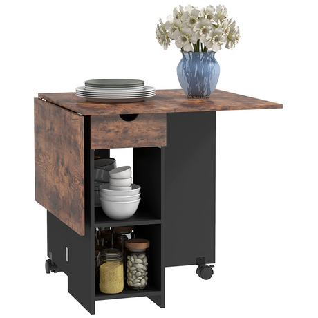 Rustic brown expandable dining table