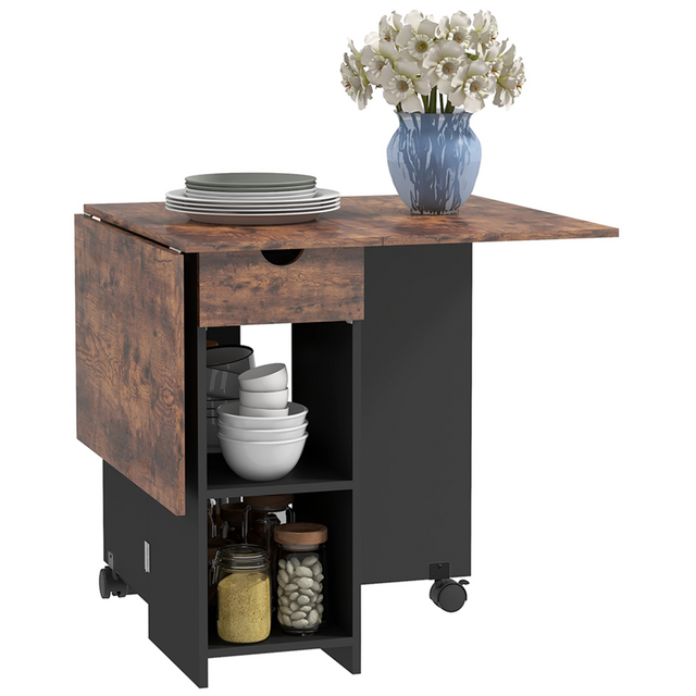 Rustic brown expandable dining table