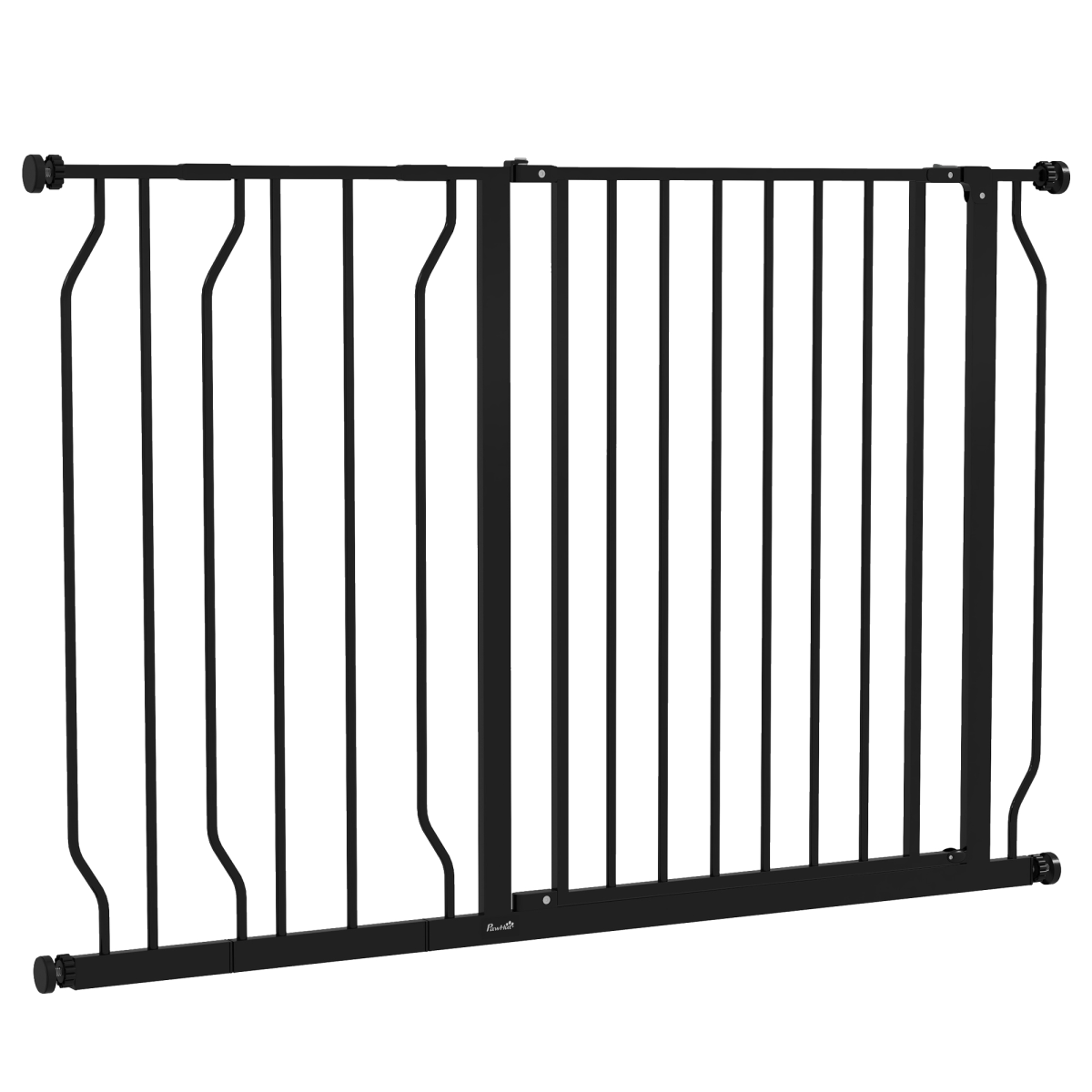 PawHut Wide Dog Gate with Door, Pressure Fit Stair Gate, 75–115 cm Adjustable – Pet Barrier, Black