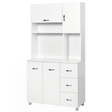 White kitchen storage unit with cupboards and drawers