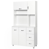 White kitchen storage unit with cupboards and drawers