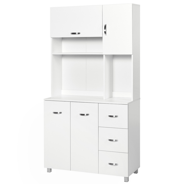 White kitchen storage unit with cupboards and drawers